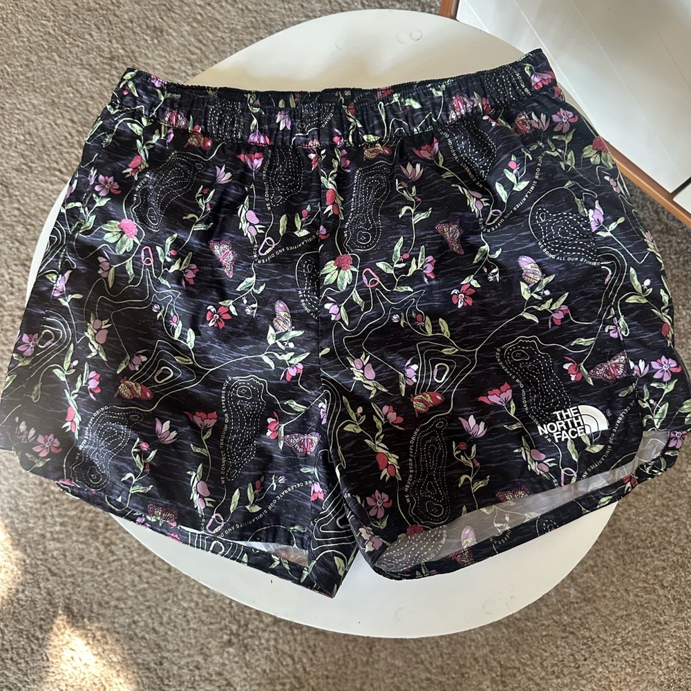 The North Face Black and Pink Floral Shorts
